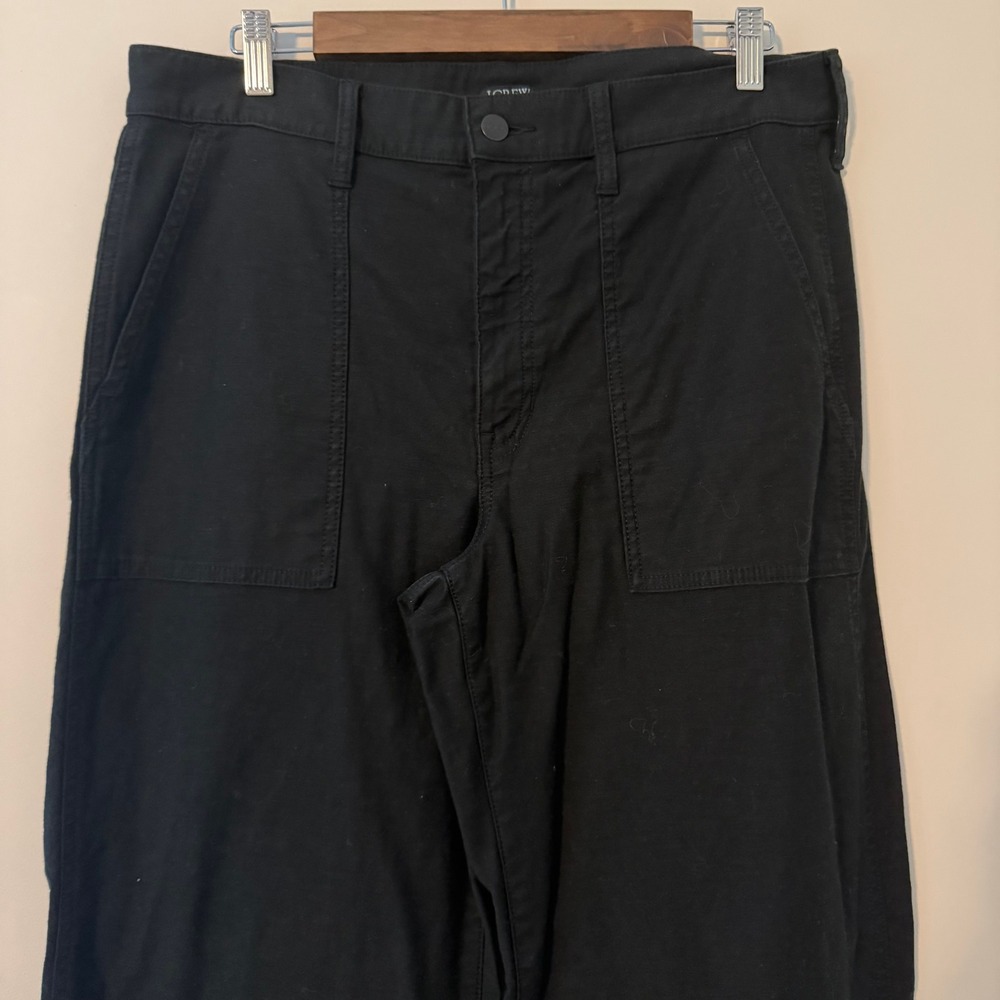 J.Crew Camp Pocket Wide Leg Pant High-Rise Chino Pant Black Women Size 30 - Picture 2 of 8